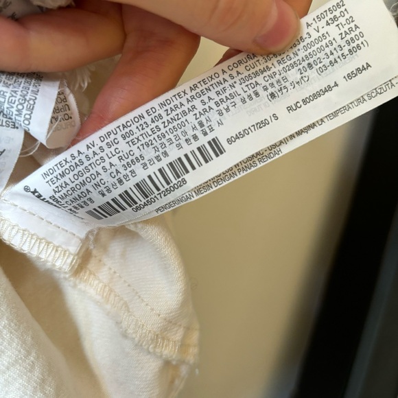 Zara Distressed Off White Ivory Tank Fringe 100% Cotton High Neck Thick Small - Picture 4 of 5